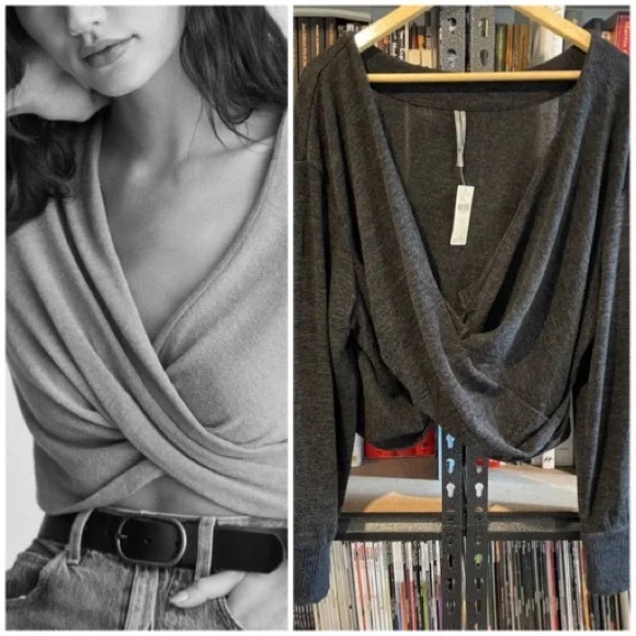 *Sold* Anthropologie Criss Cross Cropped Two Way Sweater - Picture 5 of 15